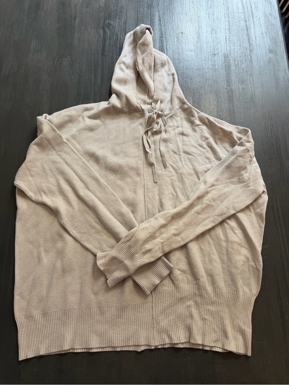 Carly Jean Los AngelesCream Hooded Knit Sweater Womens Medium Oversized Pullover